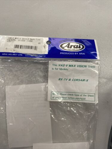 ARAI VAS-V MAX-V Shield Dark Tint For RX-7V & Corsair-X Helmets Part# 011058. - Fresh Stock Dated February 2026