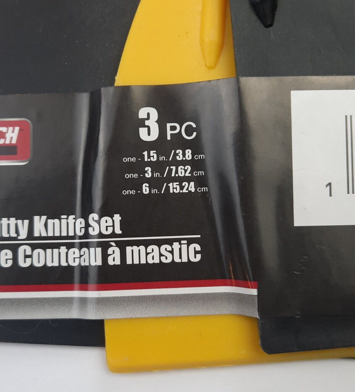 Putty KnIfe 3 Pack Black & Yellow Set 1.5