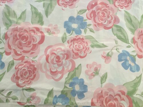 2 Pottery Barn Kids Standard Pillow Shams Floral Pink Blue Green on White Cotton - Fresh Stock Dated December 2025