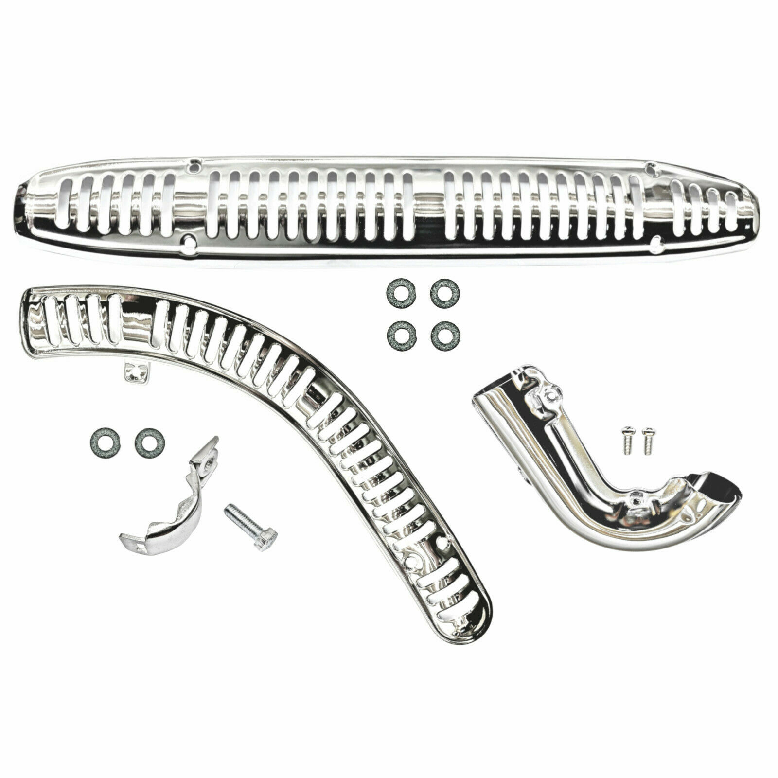 Honda CT90 Complete Exhaust Heat Shield Set Front Rear Header 70-79 Muffler Pipe - Fresh Stock Dated February 2026