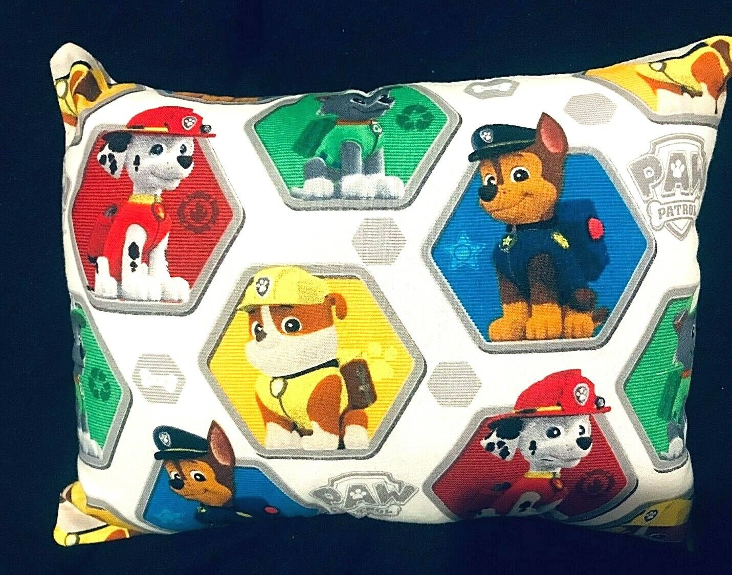 NEW HANDMADE MINI WHITE PAW PATROL TODDLER/ TRAVEL/ CAR PILLOW - Fresh Stock Dated February 2026