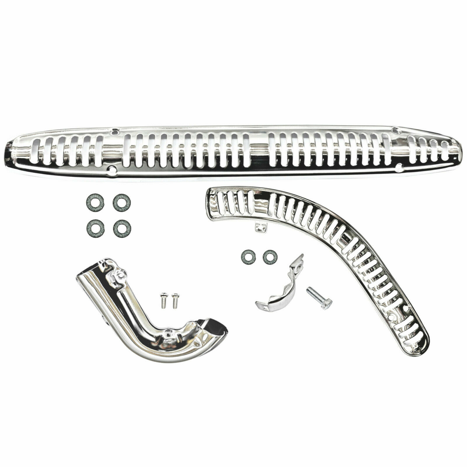 Honda CT90 Complete Exhaust Heat Shield Set Front Rear Header 70-79 Muffler Pipe - Fresh Stock Dated February 2026