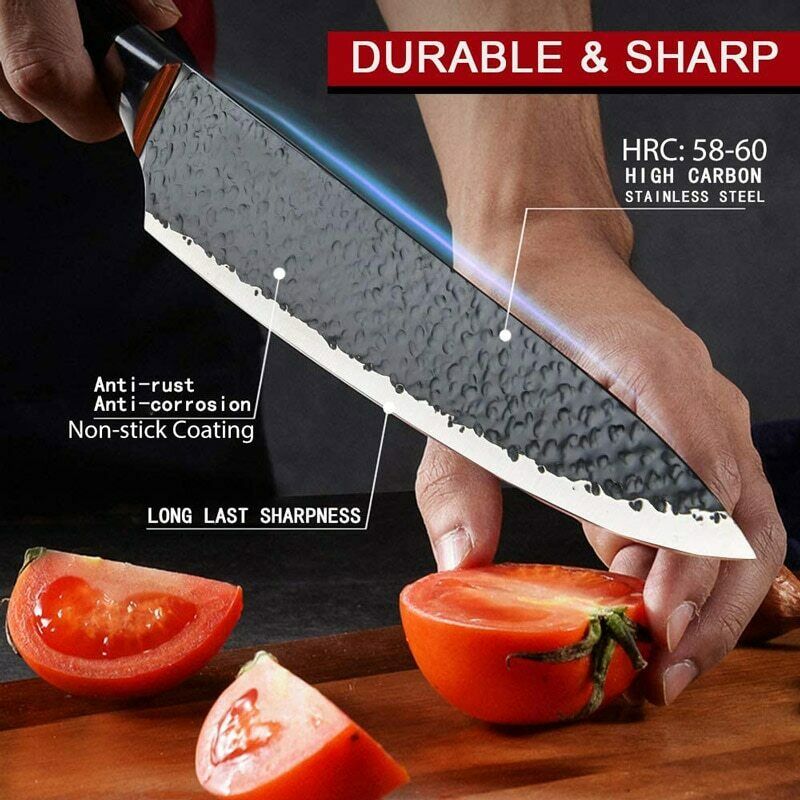Stainless Steel Kitchen Knife Set Japanese Damascus Pattern Cleaver Chef Knives - Fresh Stock Dated December 2025