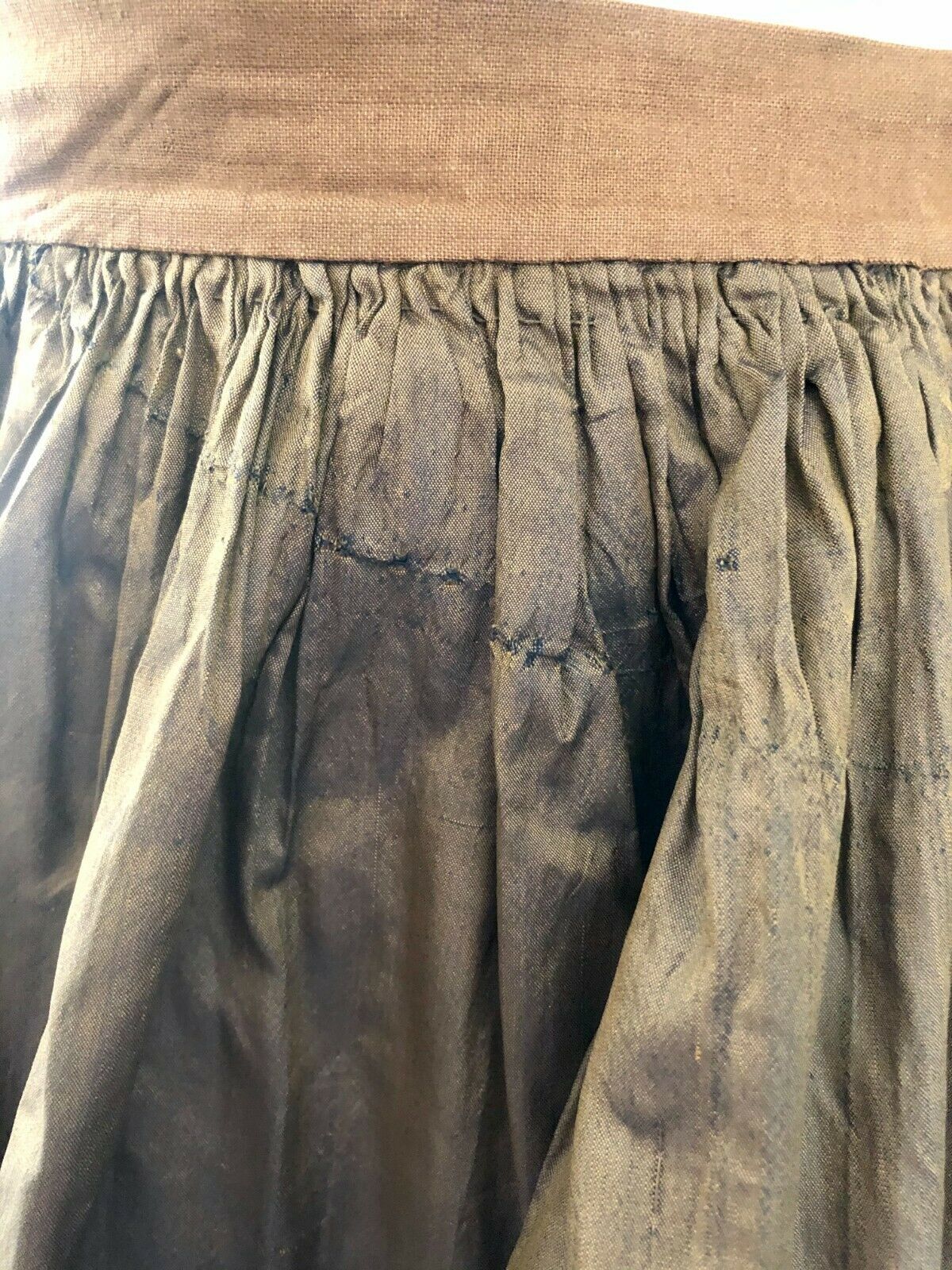 ANTIQUE VICTORIAN CIVIL WAR ERA BROWN IRIDESCENT SILK SKIRT - Fresh Stock Dated December 2025