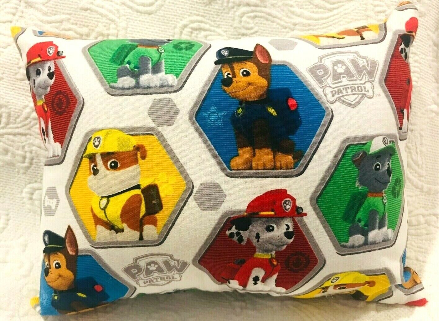 NEW HANDMADE MINI WHITE PAW PATROL TODDLER/ TRAVEL/ CAR PILLOW - Fresh Stock Dated February 2026