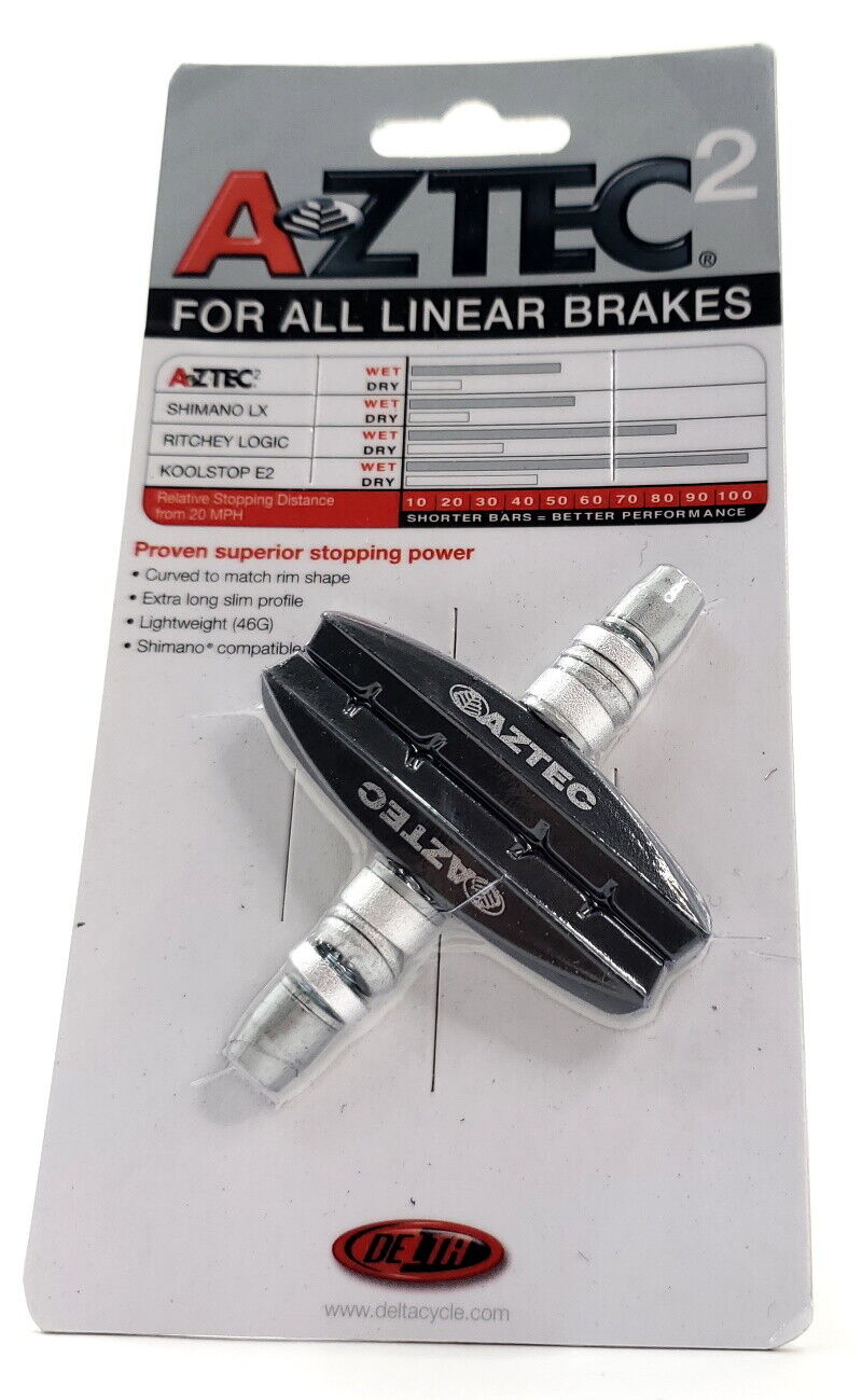 Aztec Threaded Brake Pads for Bicycle, 2 Brake Shoes - Fresh Stock Dated February 2026