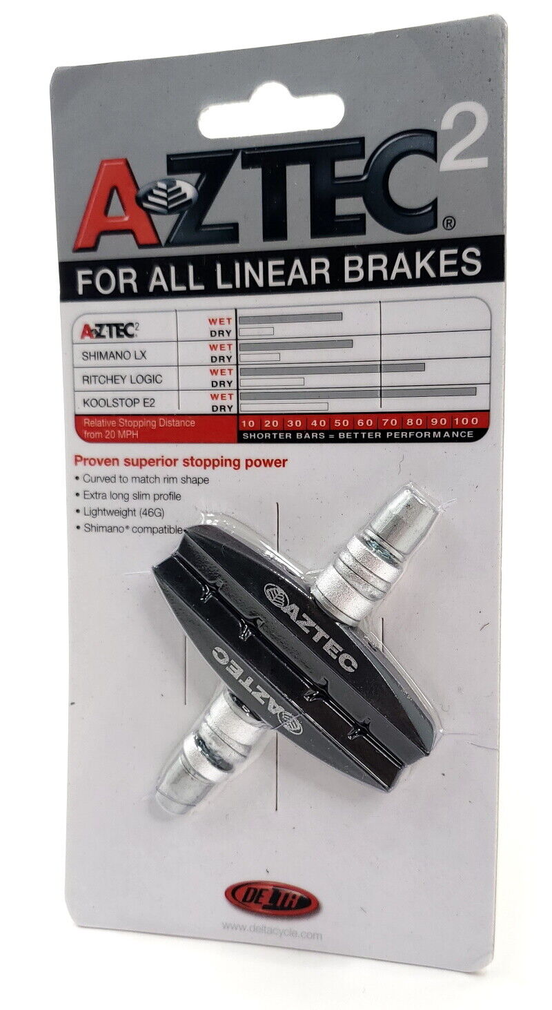 Aztec Threaded Brake Pads for Bicycle, 2 Brake Shoes - Fresh Stock Dated February 2026