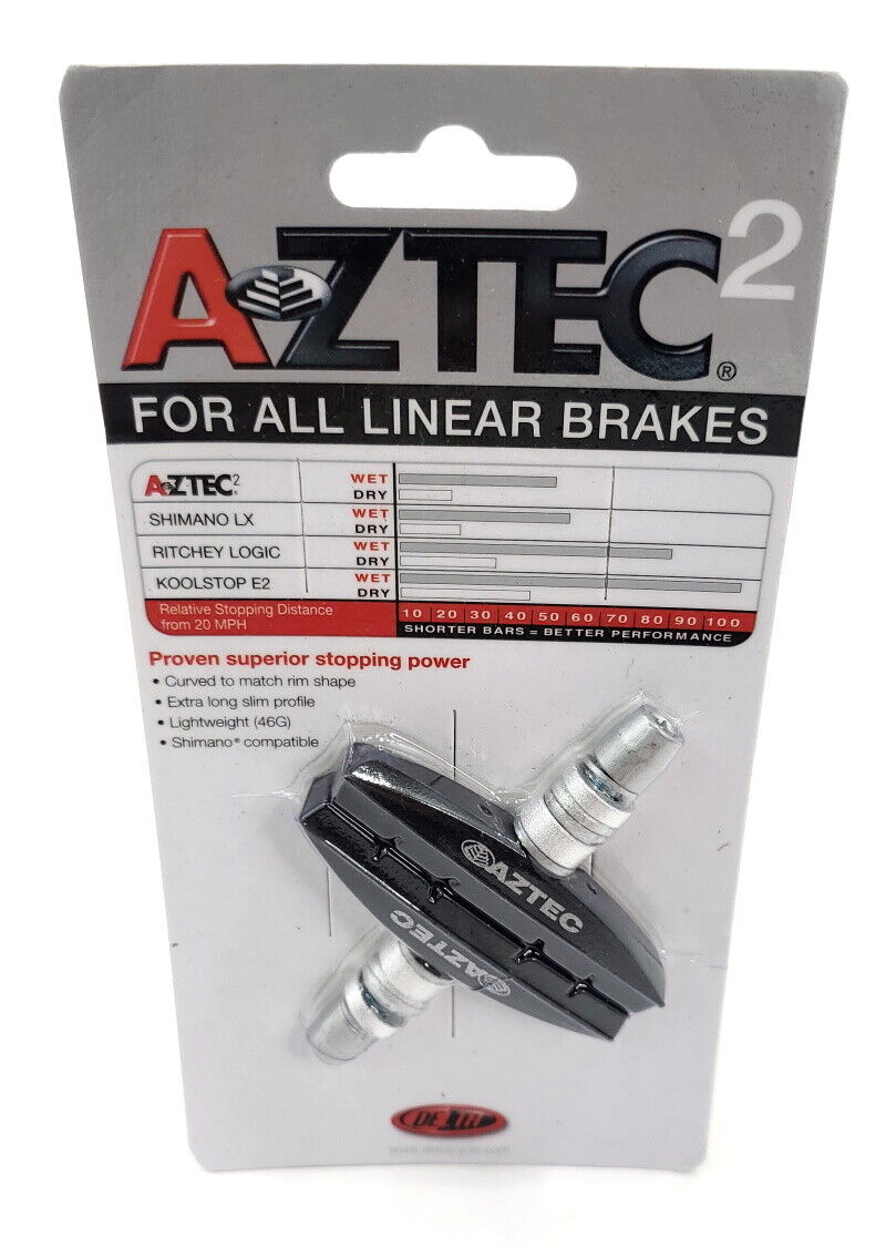 Aztec Threaded Brake Pads for Bicycle, 2 Brake Shoes - Fresh Stock Dated February 2026