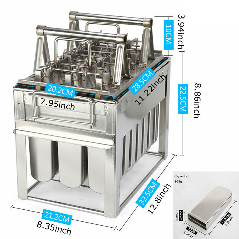 TECHTONGDA 24pcs Stainless Steel Ice Lolly Mold 108ml Ice Cream Making Tool - Fresh Stock Dated February 2026