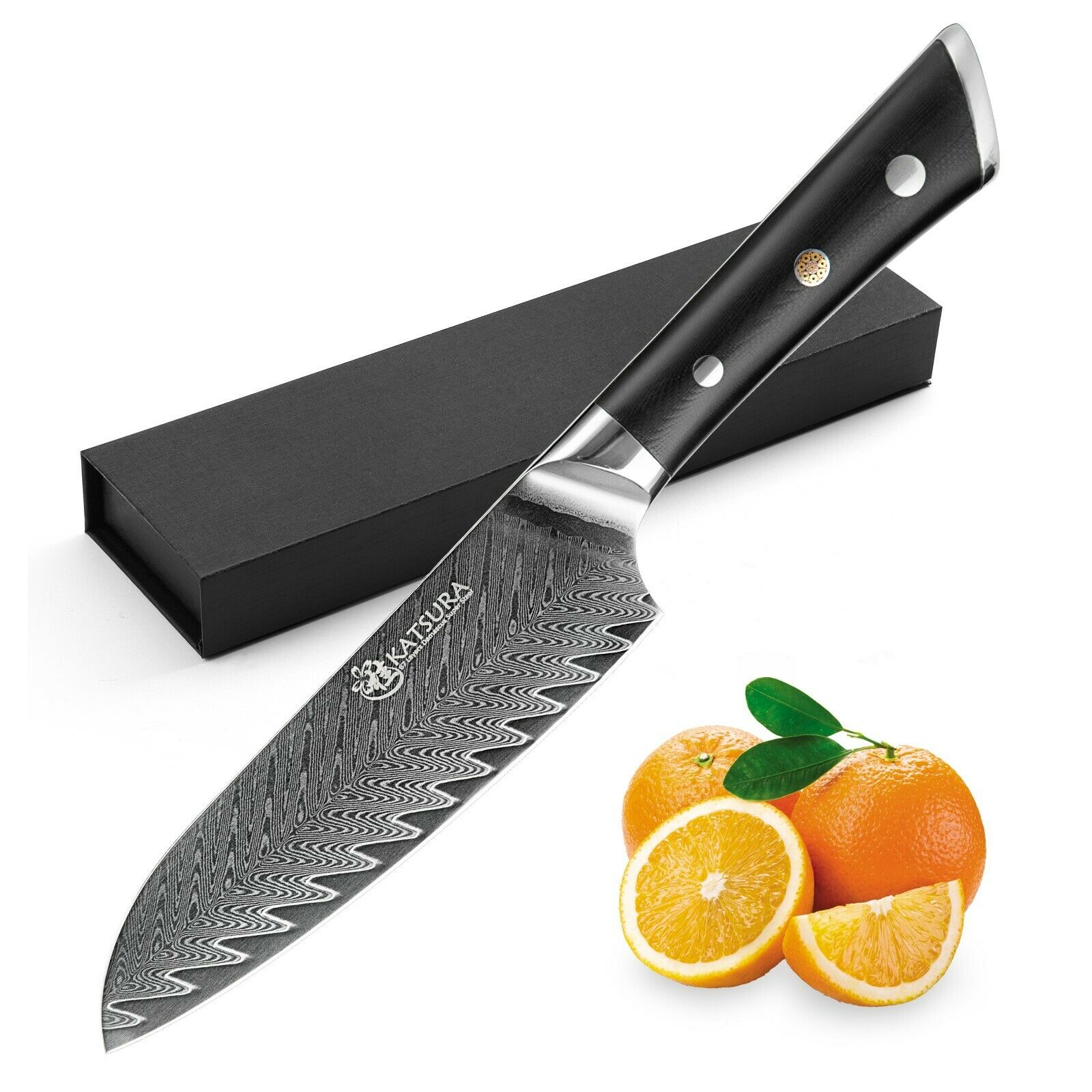 Damascus AUS 10 Santoku Chef Knife 5in Katsura Japanese steel Thunder X series - Fresh Stock Dated January 2026