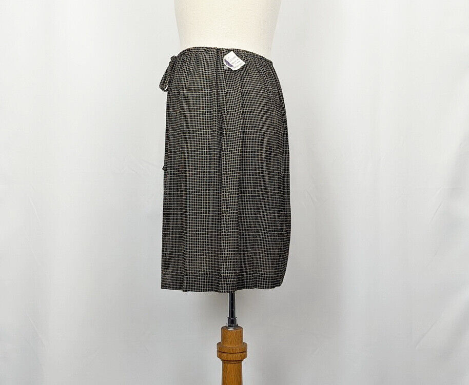 Vintage 90s Y2K Skirt Short Black Tan Plaid Tie Waist Button Front Misses S New - Fresh Stock Dated March 2026