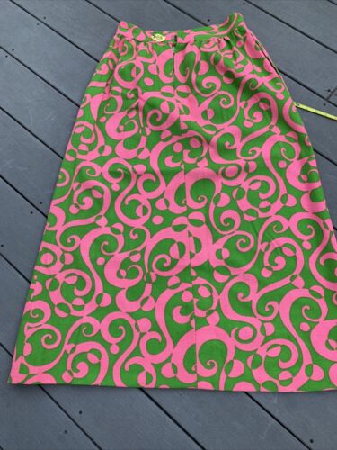 1960’s VINTAGE PINK GREEN MOD BOLD PRINT SUMMER MAXI SKIRT PALM BEACH - Fresh Stock Dated December 2025