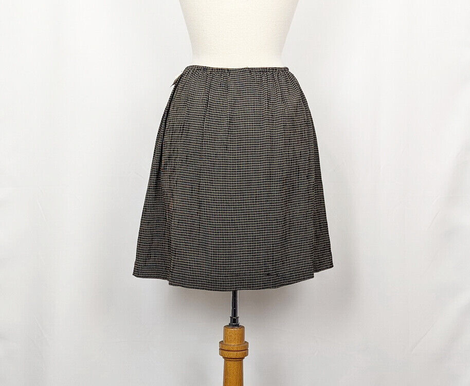 Vintage 90s Y2K Skirt Short Black Tan Plaid Tie Waist Button Front Misses S New - Fresh Stock Dated March 2026