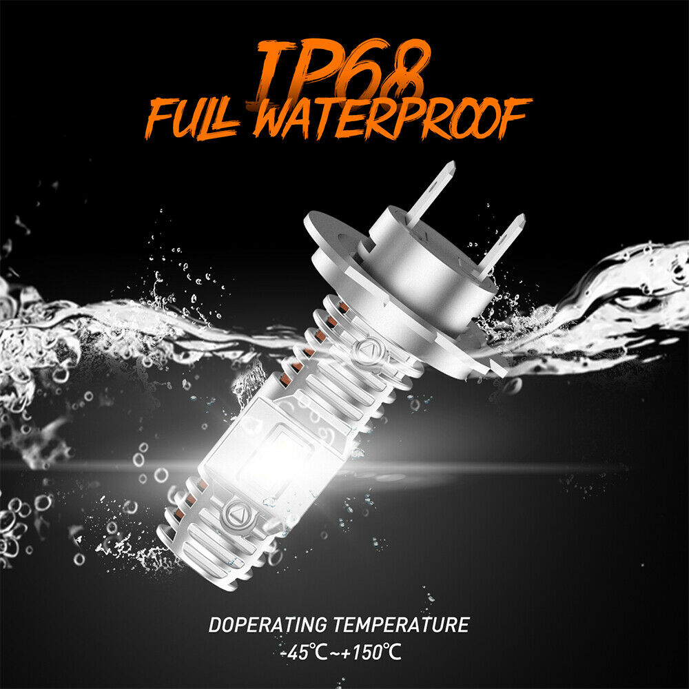 H7 LED Motorcycle Headlight Bulb High/Low Beam 6000LM 6000K White High Power New - Fresh Stock Dated February 2026