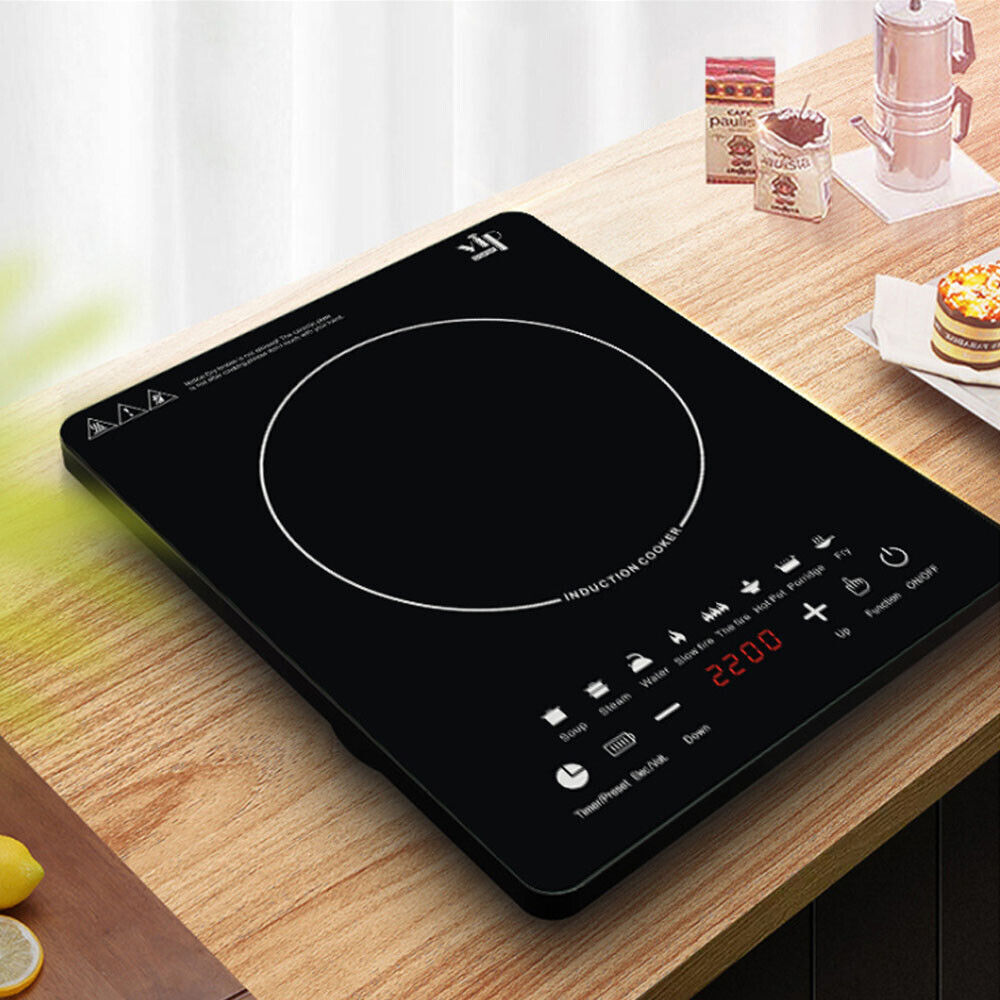 2200W Electric Single Induction Cooker Portable Burner Cooktop Digital Hot Plate - Fresh Stock Dated February 2026
