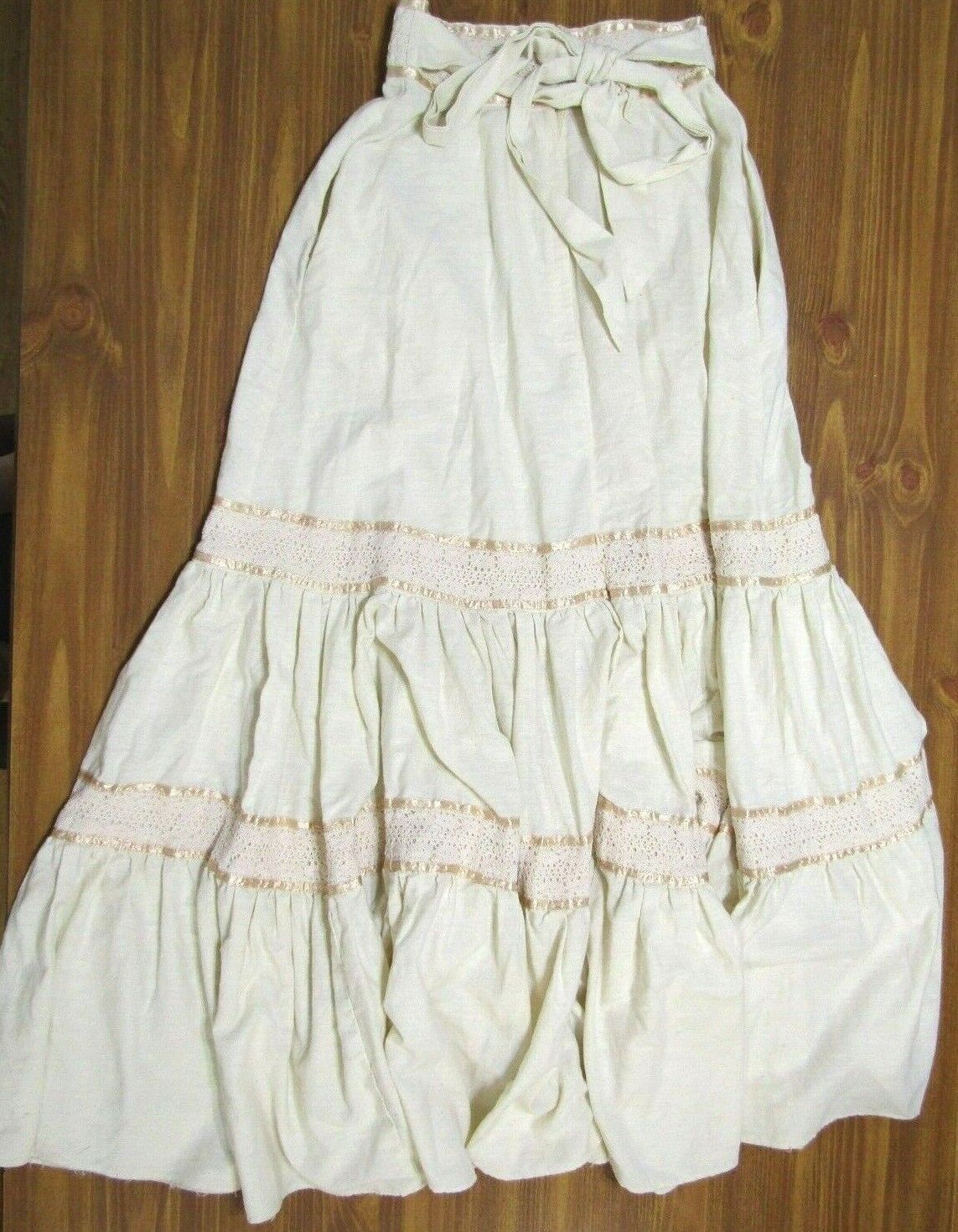 Jessica's Gunnies Vintage Skirt Womens Prairie Peasant Long Cream Brown Layered - Fresh Stock Dated March 2026