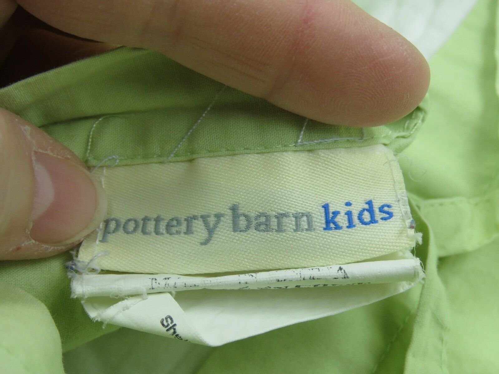 Pottery Barn Kids Pillow Sham Daisy Garden Green Embroidered Flowers Tie Close - Fresh Stock Dated December 2025