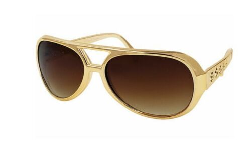 Plastic Aviator Sunglasses - Elvis - Gold - Costume Accessory - Adult Teen - Fresh Stock Dated February 2026