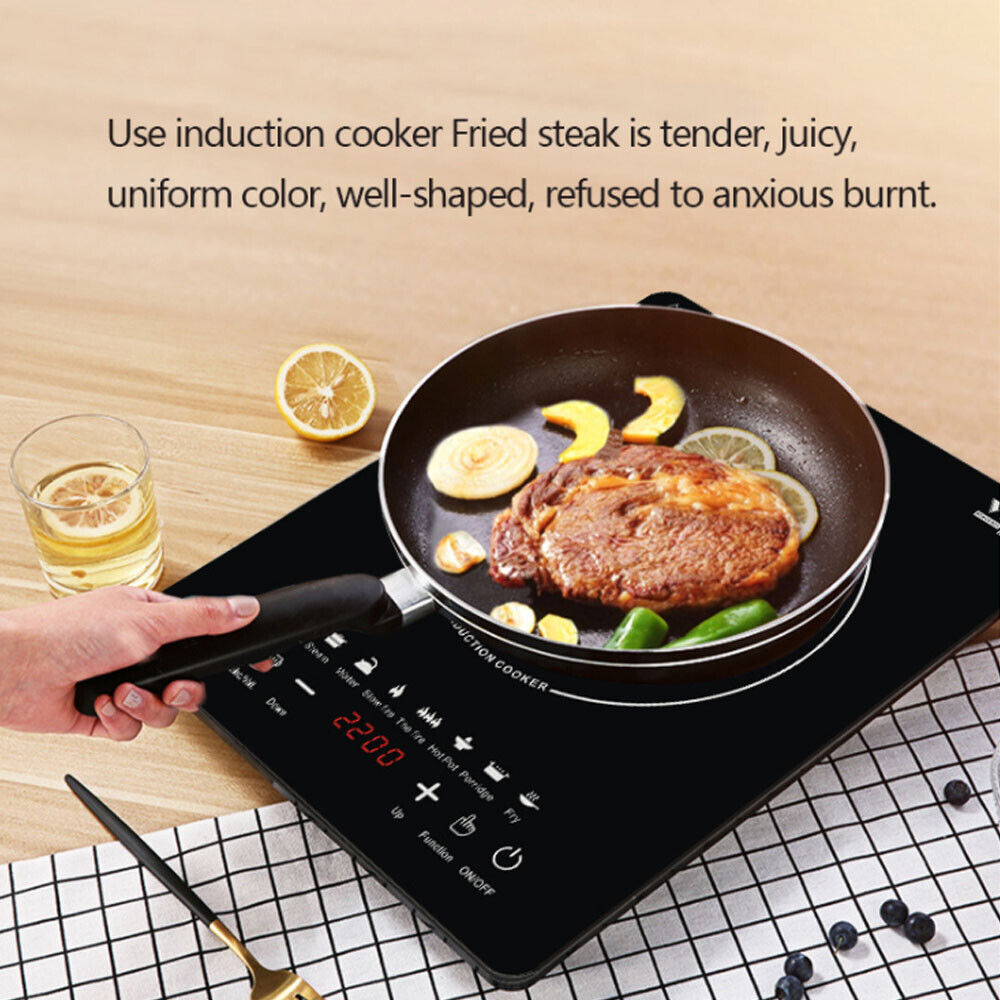 2200W Electric Single Induction Cooker Portable Burner Cooktop Digital Hot Plate - Fresh Stock Dated February 2026