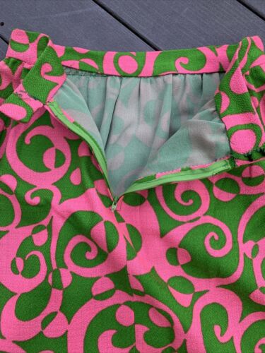 1960’s VINTAGE PINK GREEN MOD BOLD PRINT SUMMER MAXI SKIRT PALM BEACH - Fresh Stock Dated December 2025