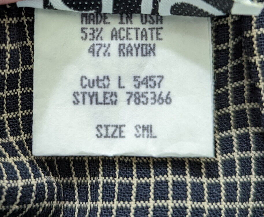 Vintage 90s Y2K Skirt Short Black Tan Plaid Tie Waist Button Front Misses S New - Fresh Stock Dated March 2026