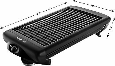 CHEFMAN - Electric Smokeless Indoor Grill with Nonstick Coating - Black - Fresh Stock Dated December 2025