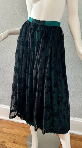 Vintage 90s Black Lace Gyspy Boho Burnout Velvet High Waist Midi Skirt M/L - Fresh Stock Dated December 2025