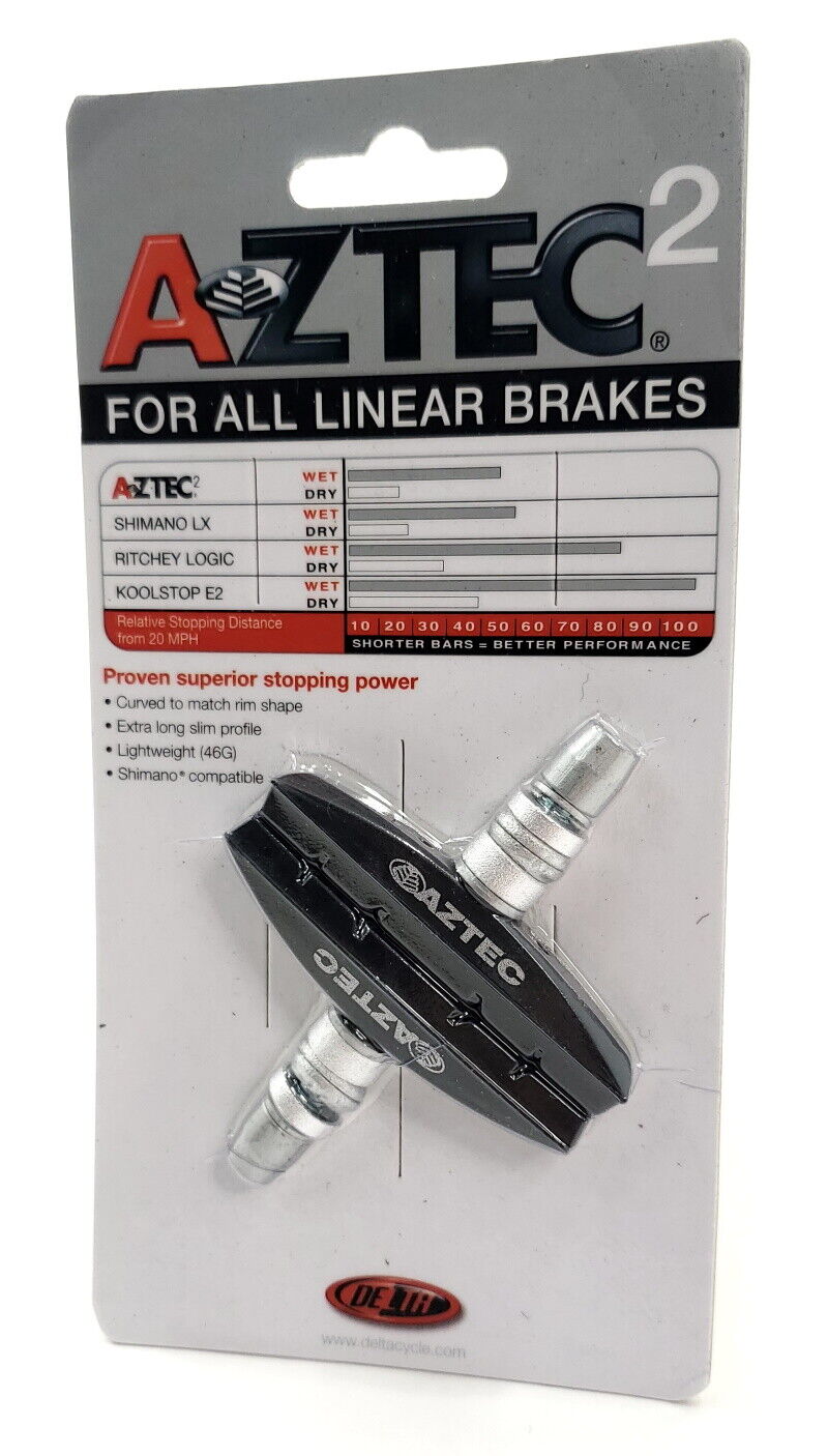 Aztec Threaded Brake Pads for Bicycle, 2 Brake Shoes - Fresh Stock Dated February 2026