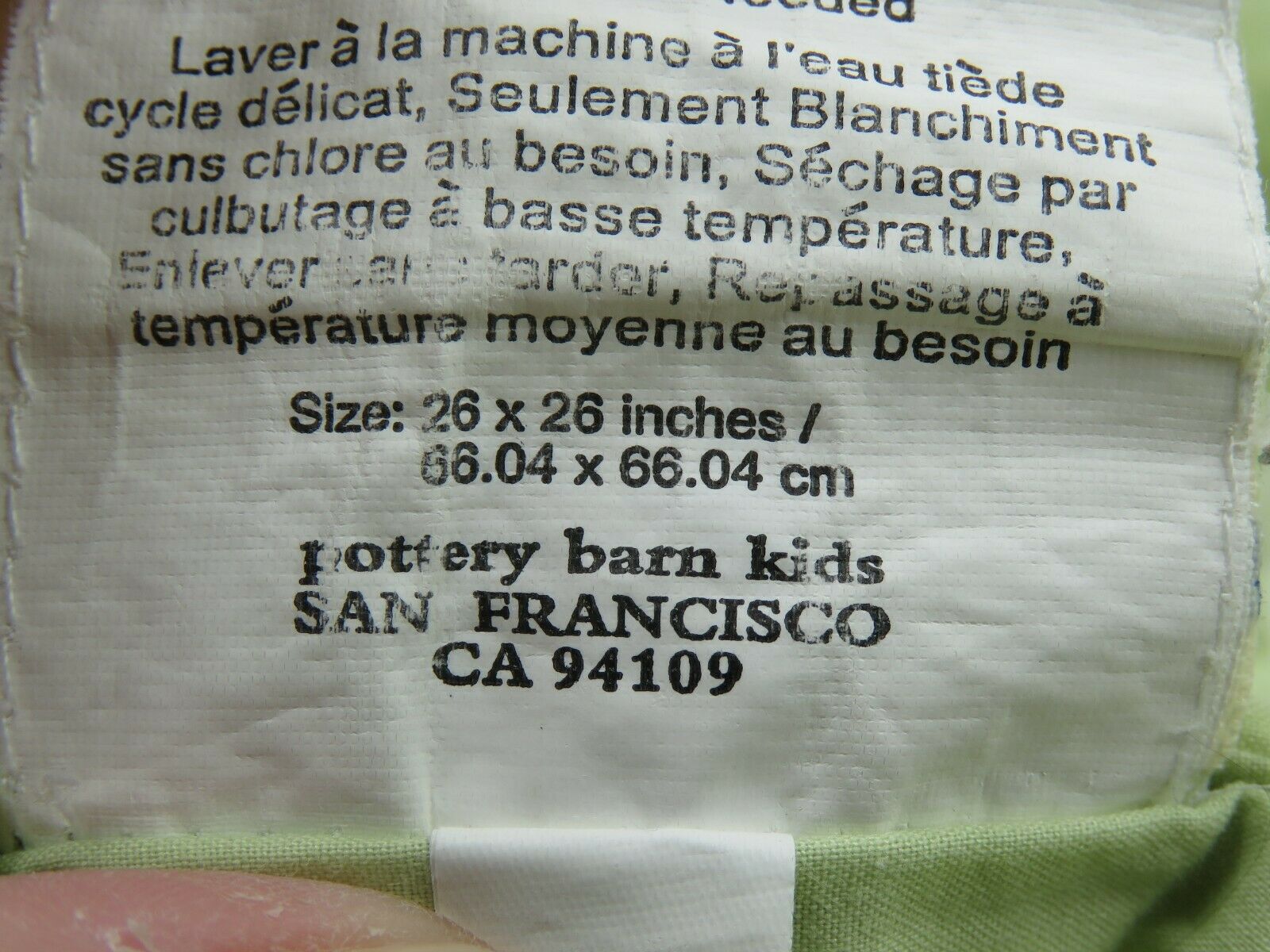 Pottery Barn Kids Pillow Sham Daisy Garden Green Embroidered Flowers Tie Close - Fresh Stock Dated December 2025