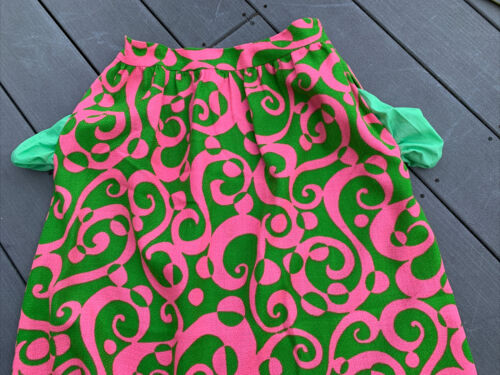 1960’s VINTAGE PINK GREEN MOD BOLD PRINT SUMMER MAXI SKIRT PALM BEACH - Fresh Stock Dated December 2025