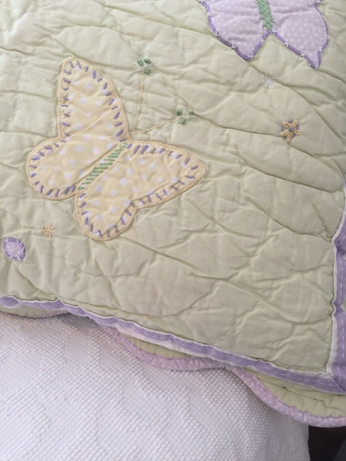 POTTERY BARN KIDS Quilted Butterfly Floral Standard Pillow Shams Girls Lavender - Fresh Stock Dated January 2026