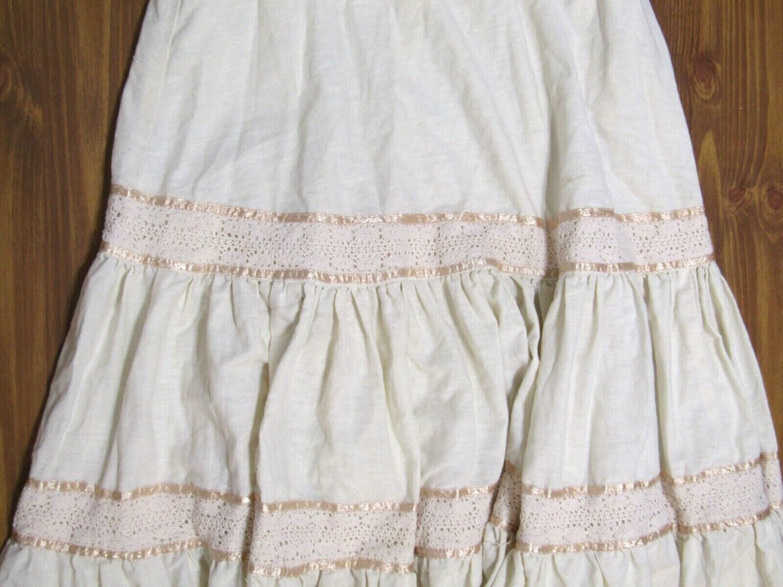 Jessica's Gunnies Vintage Skirt Womens Prairie Peasant Long Cream Brown Layered - Fresh Stock Dated March 2026