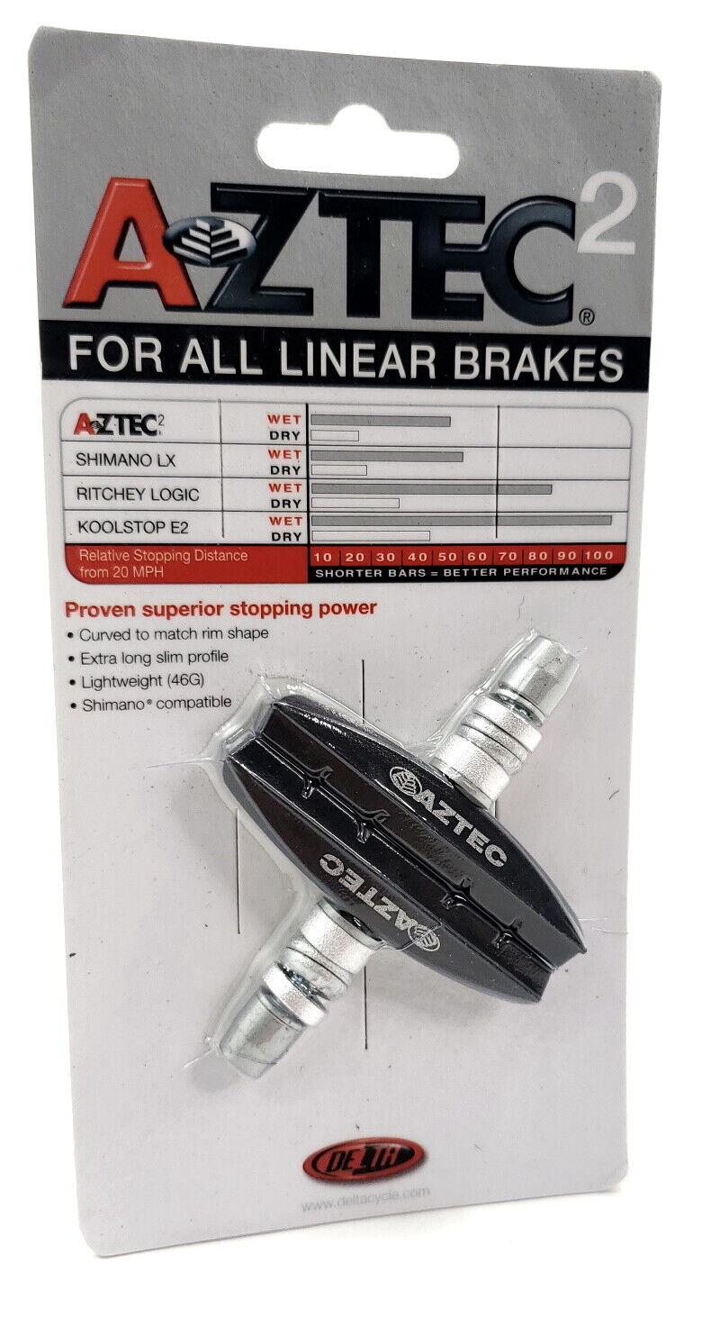 Aztec Threaded Brake Pads for Bicycle, 2 Brake Shoes - Fresh Stock Dated February 2026