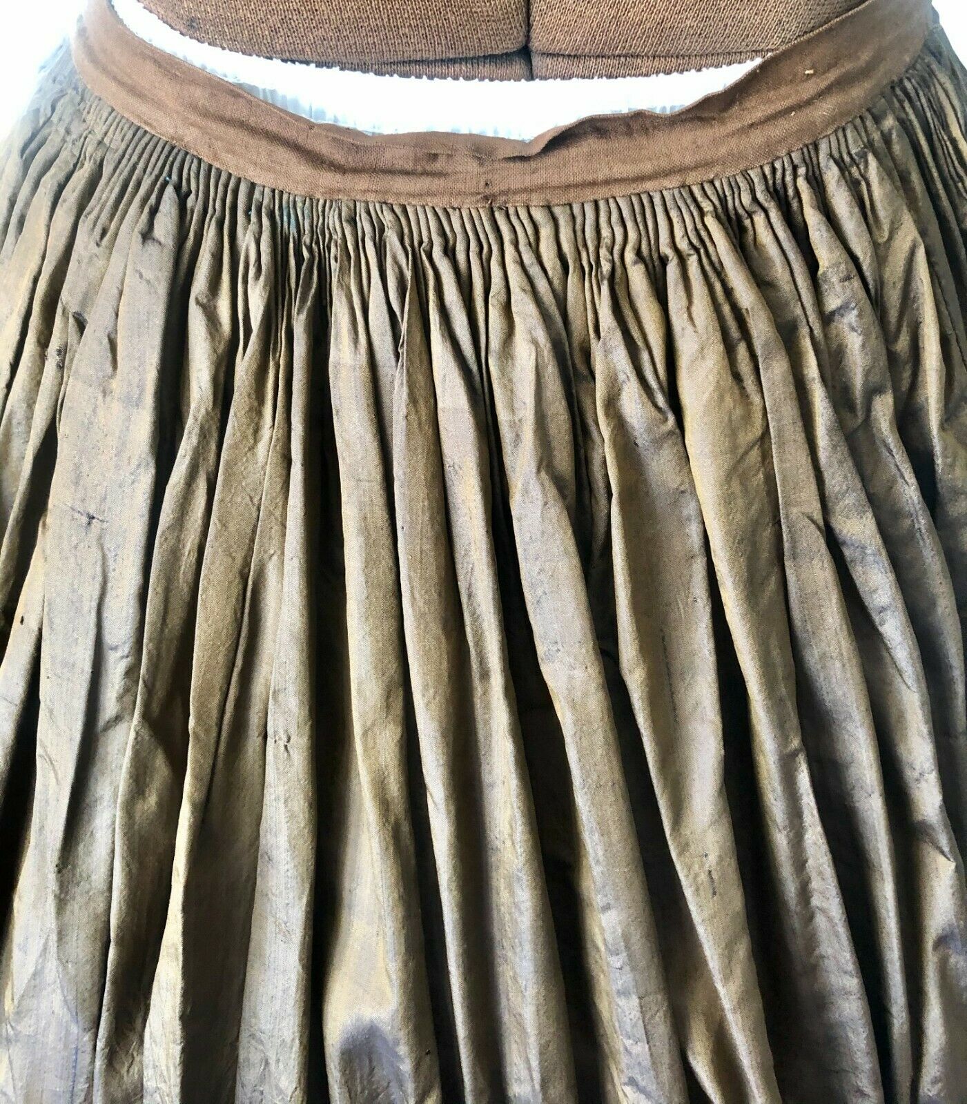 ANTIQUE VICTORIAN CIVIL WAR ERA BROWN IRIDESCENT SILK SKIRT - Fresh Stock Dated December 2025