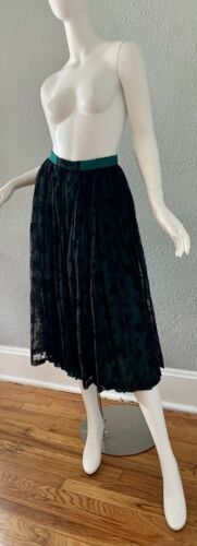 Vintage 90s Black Lace Gyspy Boho Burnout Velvet High Waist Midi Skirt M/L - Fresh Stock Dated December 2025