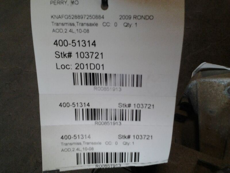 2009-2012 Kia Rondo AUTOMATIC TRANSMISSION 2.4L 4 Cylinder - Fresh Stock Dated February 2026