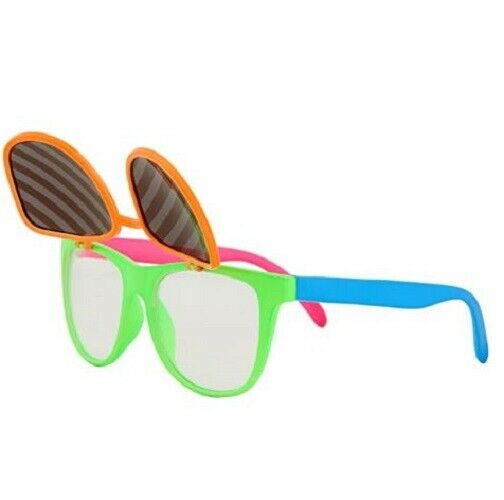 Flip Up Neon Hipster Costume Glasses - Fresh Stock Dated February 2026