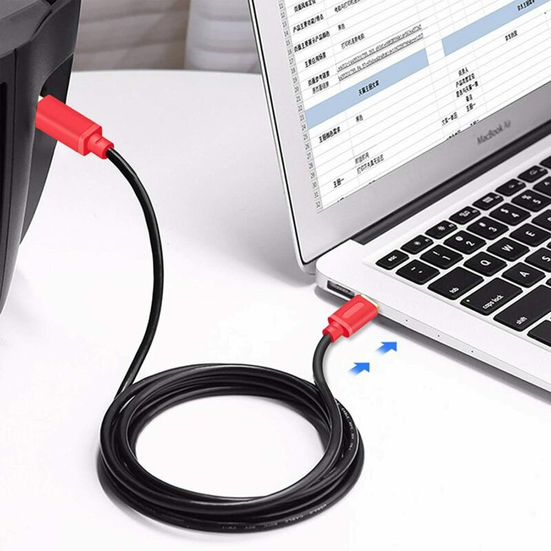 Printer Cable 20Ft,Tan QY USB 2.0 High Speed Gold-Plated Connectors Red, 20Ft - Fresh Stock Dated February 2026