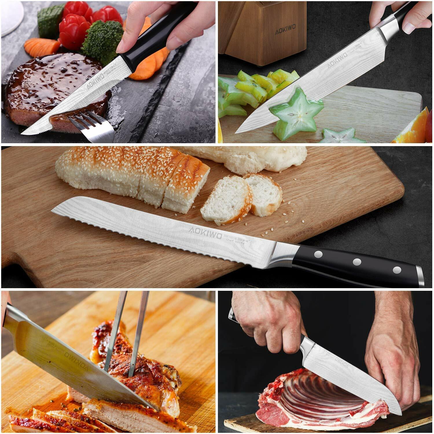 Knife Set, 21-Piece Kitchen Knife Set with Block Wooden German Stainless Steel - Fresh Stock Dated February 2026