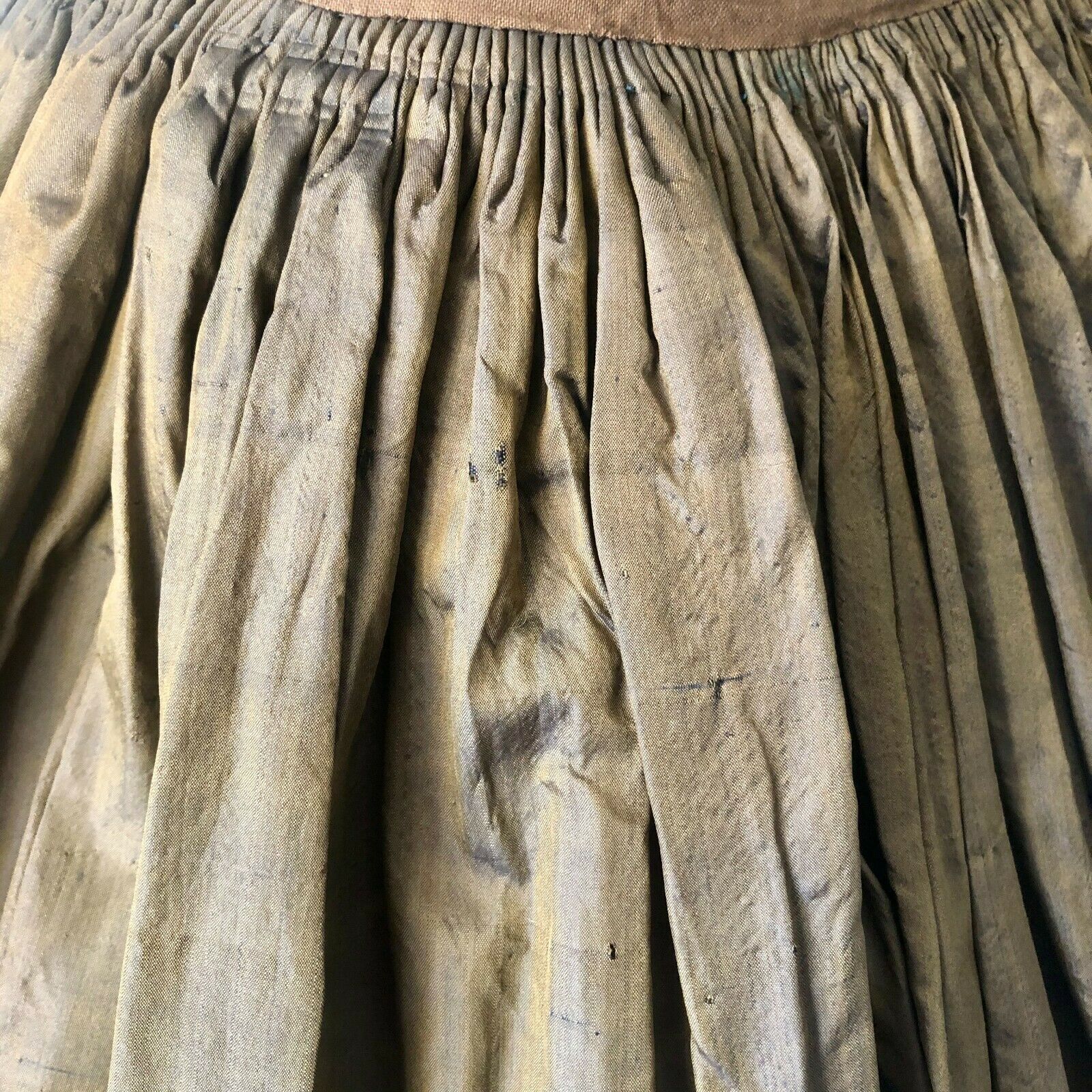 ANTIQUE VICTORIAN CIVIL WAR ERA BROWN IRIDESCENT SILK SKIRT - Fresh Stock Dated December 2025