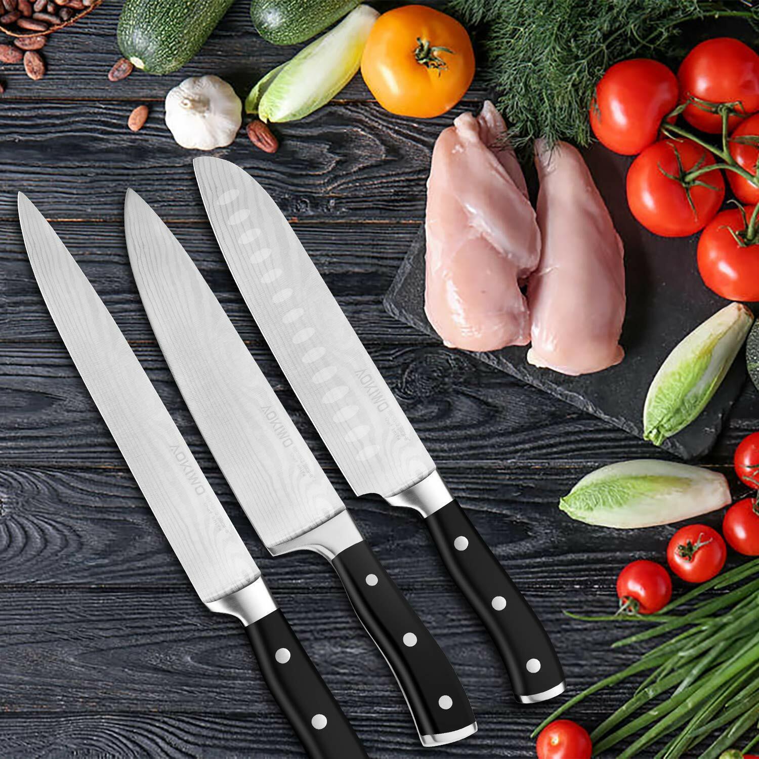 Knife Set, 21-Piece Kitchen Knife Set with Block Wooden German Stainless Steel - Fresh Stock Dated February 2026