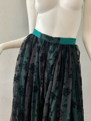 Vintage 90s Black Lace Gyspy Boho Burnout Velvet High Waist Midi Skirt M/L - Fresh Stock Dated December 2025