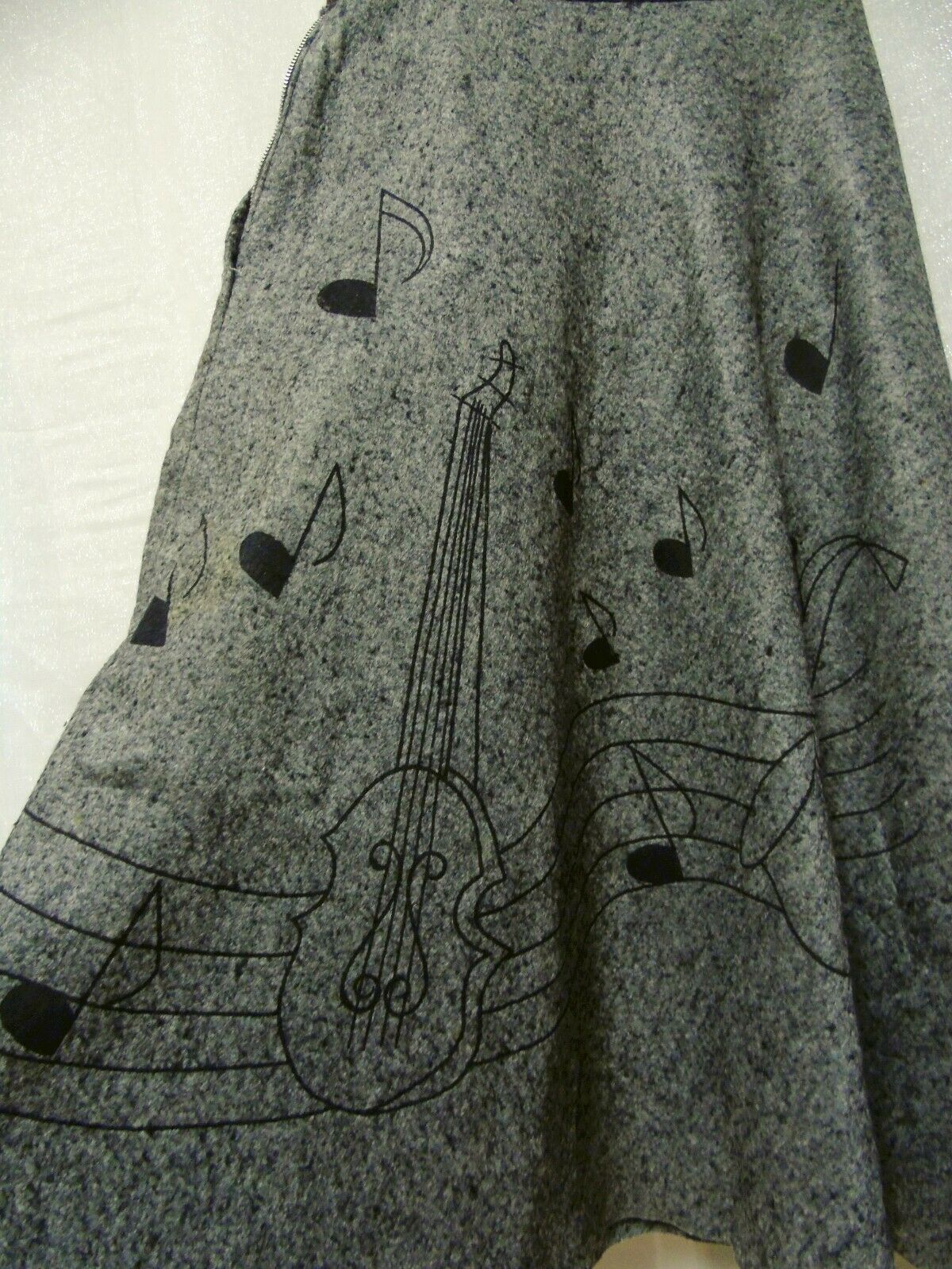 Vintage 1950's Wool Felt Band Musical Instruments Rockabilly Poodle Circle Skirt - Fresh Stock Dated February 2026