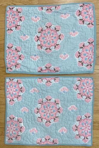 POTTERY BARN KIDS Girls Brooklyn Set (2) Pillow Shams Standard Blue Pink Floral - Fresh Stock Dated December 2025