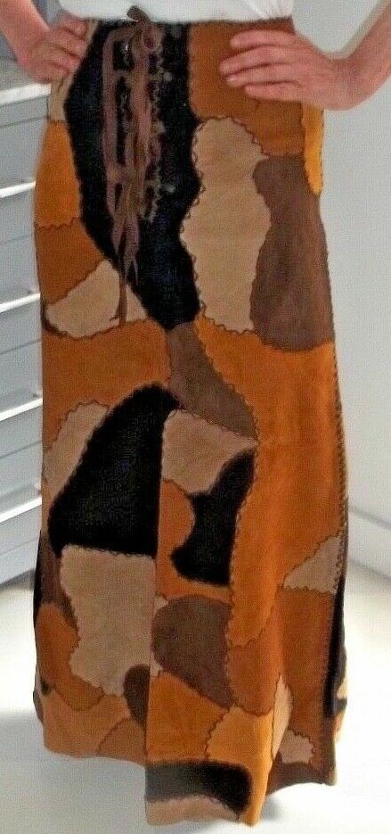 Vintage Leather Suede Skirt Hippie Western Boho Mexico ropa de piel NOS1970's - Fresh Stock Dated February 2026