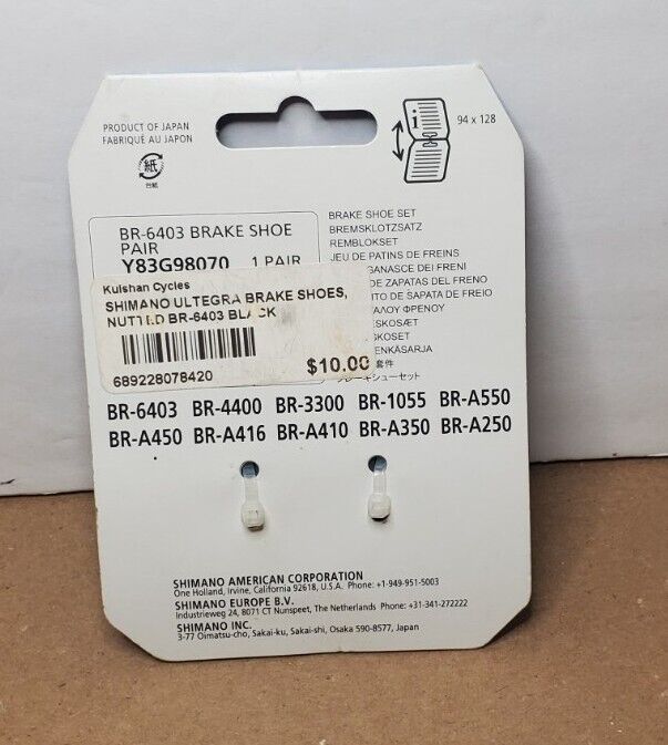 NEW Shimano Ultegra BR-6403 Road Brake Shoes 1-Pair NEW OLD STOCK! - Fresh Stock Dated February 2026