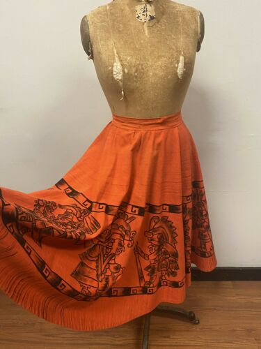 Vintage 1950’s Mexican MOCAMBO orange cotton circle Skirt - Fresh Stock Dated December 2025
