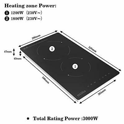 Electric Ceramic Cooktop, 2 Rings Radiant Stove Countertop Burners 12 inch - Fresh Stock Dated December 2025