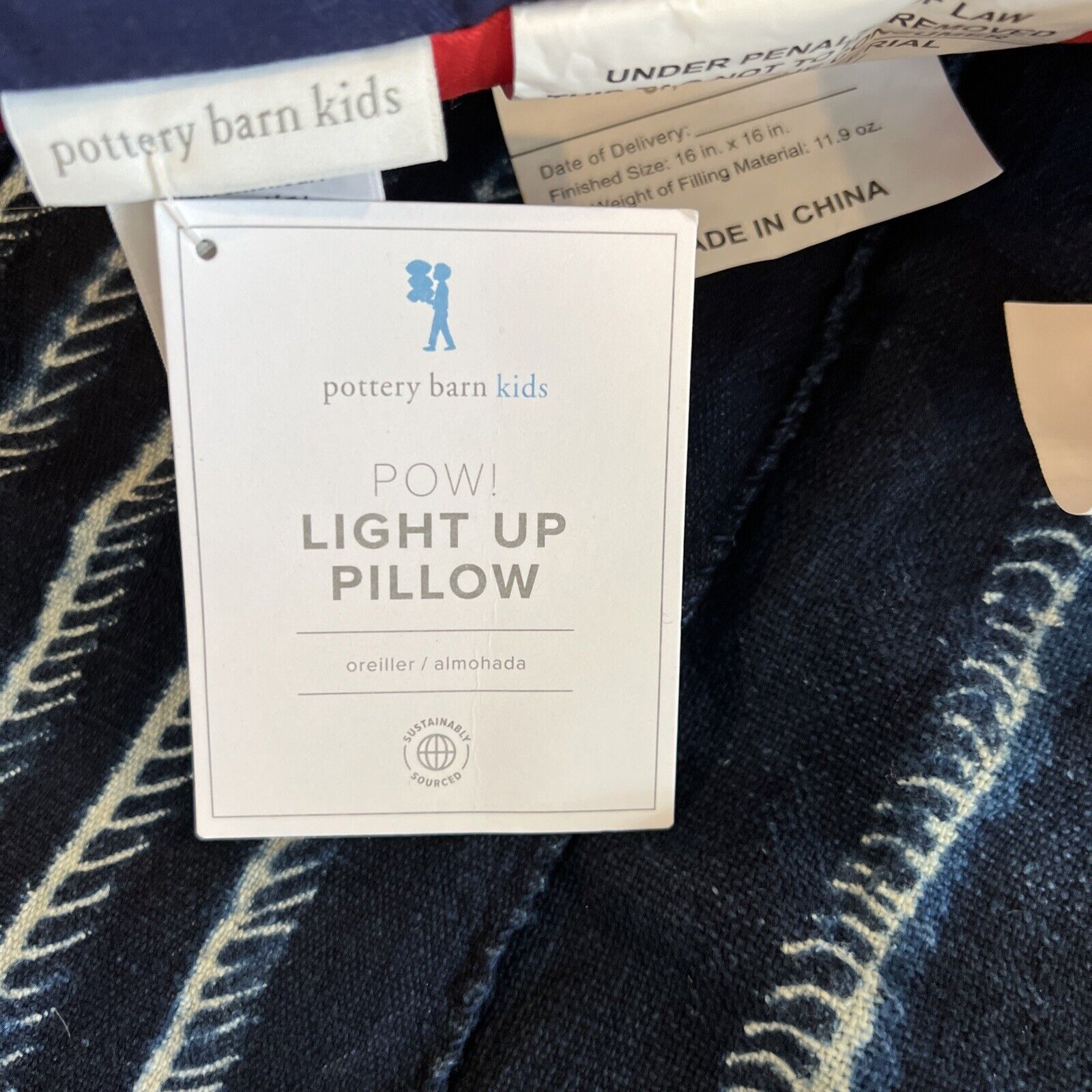 Pottery Barn Kids POW Light up Pillow DC Comics Superhero #6513 - Fresh Stock Dated December 2025