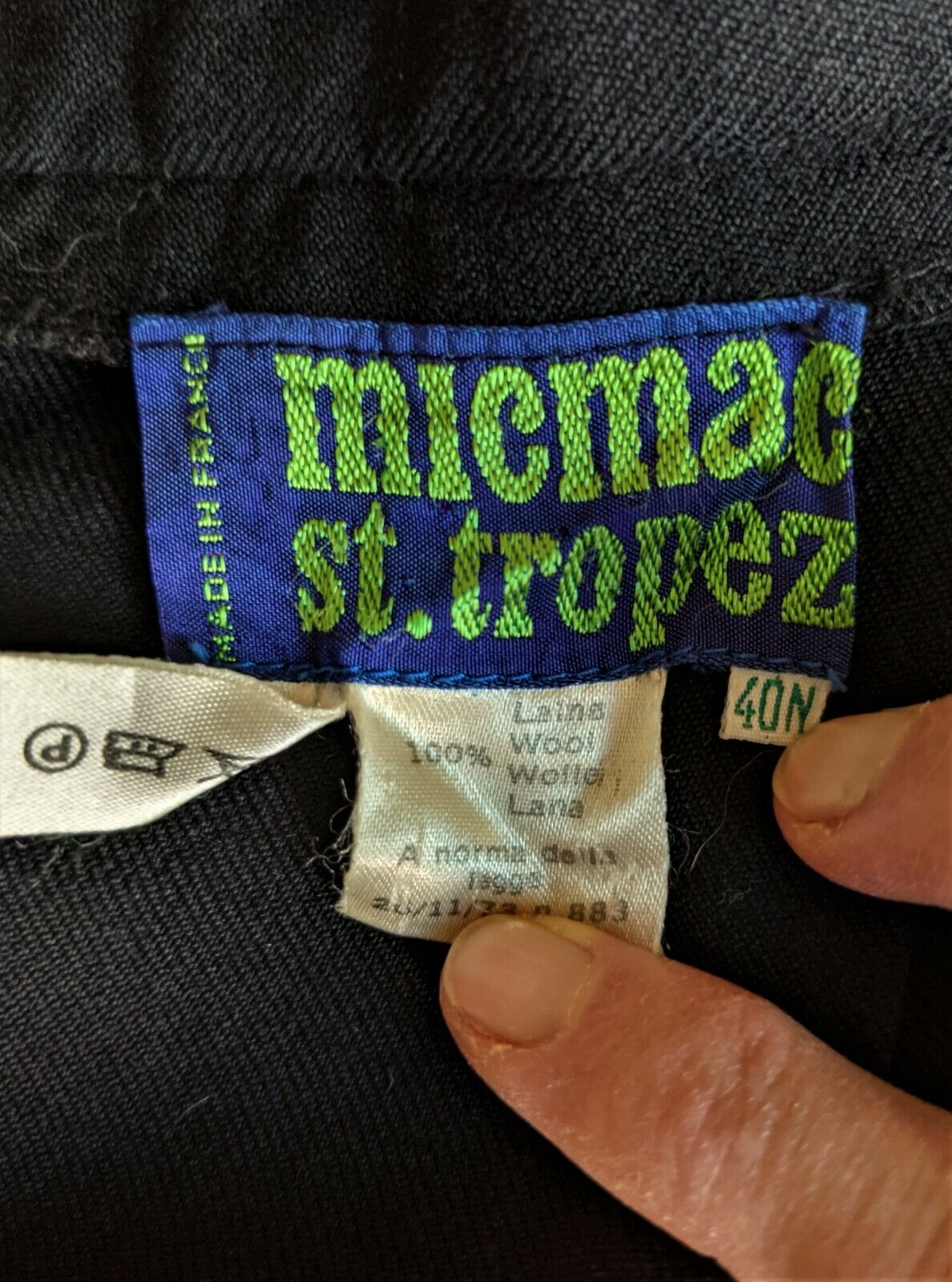 VINTAGE 1970s Black Wool Skirt Pleats MICMAC ST TROPEZ Schoolgirl Size S FRENCH - Fresh Stock Dated December 2025